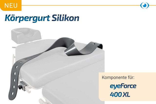 Neu. Körpergurt Silikon. Bild eines Körpergurt auf transparenter Behandlungsliege.