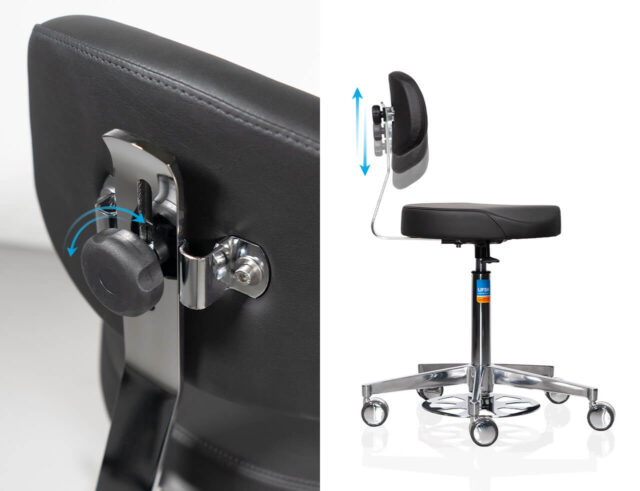 Height Adjustment of the Backrest on the Assistant's Chair